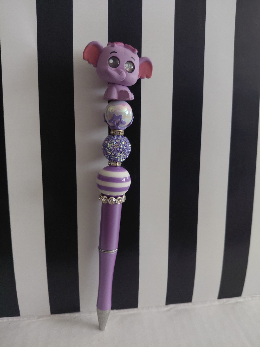Purple Elephant Beaded Pen